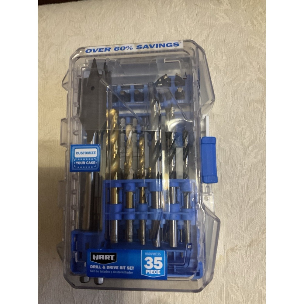 HART 35-Piece Assorted Drill Bit and Drive Bit Set Wood/Metal/PVC, Customizab...